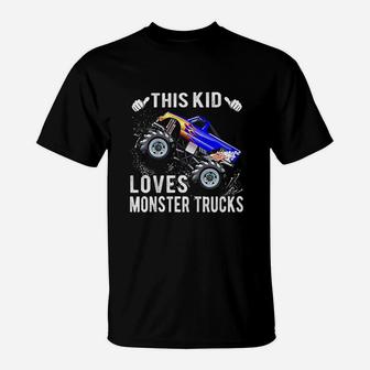 Kids This Kid Loves Monster Trucks Boys And Girls Gift T-Shirt - Thegiftio UK