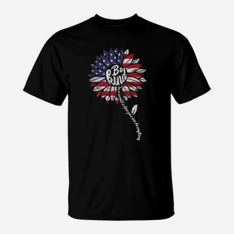 Kindness Sunflower Usa Flag 4Th Of July Patriotic Flower T-Shirt | Crazezy CA
