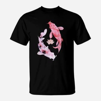 Koi Fish, Pink Lotus Flower, Japanese Koi, Lucky Animal T-Shirt | Crazezy DE
