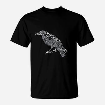 La Pop Art Word Art Edgar Allen Poes The Raven T-Shirt | Crazezy