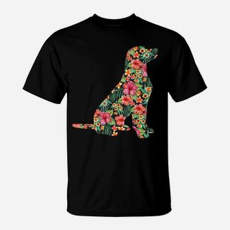 Labrador Flower Funny Dog Silhouette Floral Gifts Women Men T-Shirt | Crazezy
