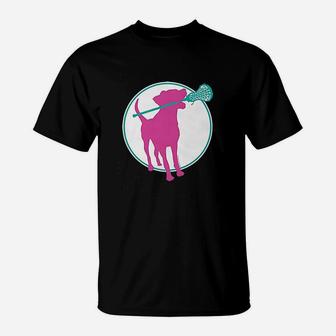 Lacrosse Dog With Girl T-Shirt | Crazezy