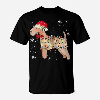 Lakeland Terrier Dog Christmas Light Xmas Mom Dad Gifts Sweatshirt T-Shirt | Crazezy