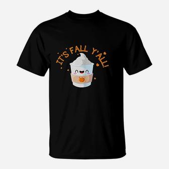 Latte For Women Pumpkin Spice Latte Its Fall Yall T-Shirt | Crazezy DE