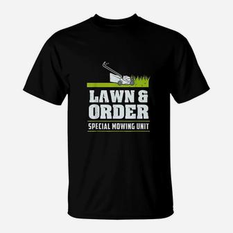 Lawn & Order Funny Landscaping T-Shirt | Crazezy UK