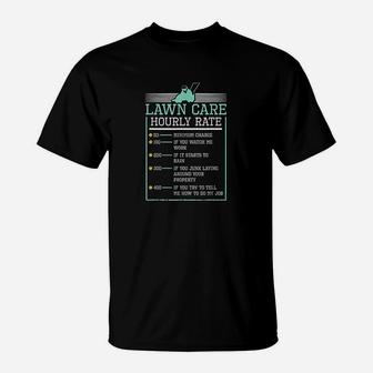 Lawn Care Hourly Rate Pricing Chart Funny Product Men Gifts T-Shirt | Crazezy DE