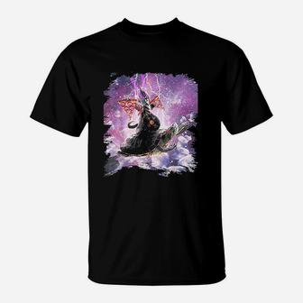 Lazer Warrior Space Cat Riding Turtle With Pizza T-Shirt | Crazezy