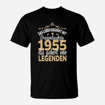 Leben Beginnt Mit 65 T-Shirt, Jahrgang 1955 Legenden Design - Seseable