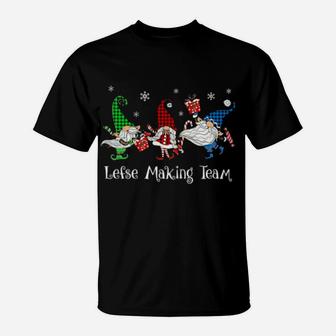 Lefse Making Rolling Team Gnome Buffalo Plaid Gnomes Xmas T-Shirt - Monsterry