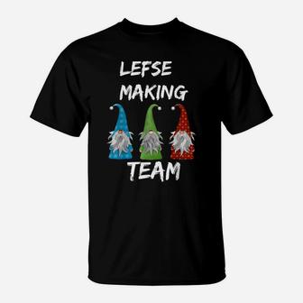 Lefse Making Rolling Team Shirts Tomte Gnome Xmas Gift T-Shirt | Crazezy