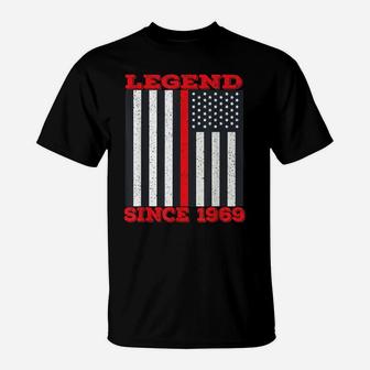 Legend Since 1969 50Th Birthday Thin Red Line Firefighter T-Shirt | Crazezy