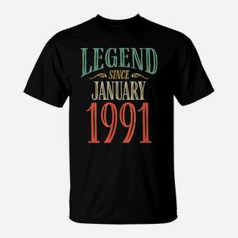 Legend Since January 1991 Birthday Gift T-Shirt | Crazezy