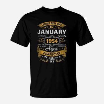 Legends Born In January 1954 67Th Birthday Gift 67 Yrs Old T-Shirt | Crazezy