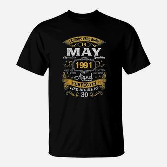 Legends Born In May 1991 30Th Birthday T-Shirt | Crazezy
