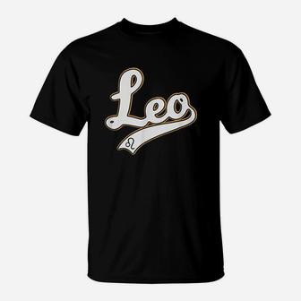 Leo July And August Birthday Astrology Sign Baseball Script T-Shirt | Crazezy AU