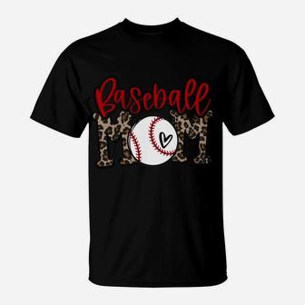 Leopard Baseball Mom Game Day Vibes T-Ball Mom Mother's Day Sweatshirt T-Shirt | Crazezy CA