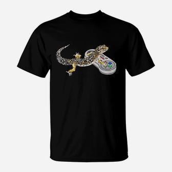 Leopard Gecko Playing Video Game Lizard N Reptiles Gamers T-Shirt | Crazezy