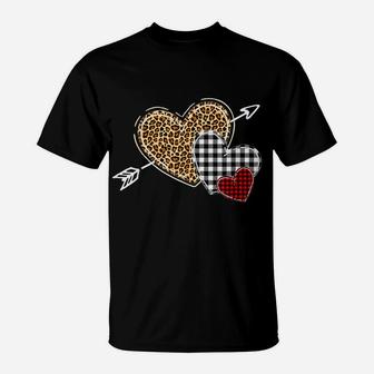 Leopard Heart - Buffalo Plaid Heart Valentine Day T-Shirt | Crazezy CA