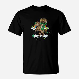 Leprechaun Riding Horse St Patricks Day Gif T-Shirt - Thegiftio UK