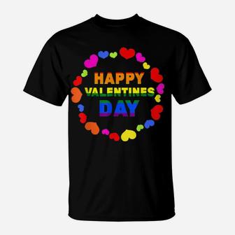 Lesbian Flag Rainbow Pride Happy Valentines Day T-Shirt - Monsterry