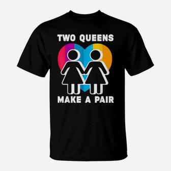 Lesbian Flag Rainbow Pride Pair Valentines Day T-Shirt - Monsterry