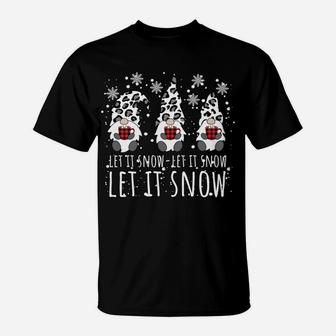 Let It Snow Winter Gnome - Leopard Buffalo Plaid Snowflakes T-Shirt | Crazezy