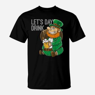 Let's Day Drink St Patrick Leprechaun Beer Lover Men T-Shirt | Crazezy