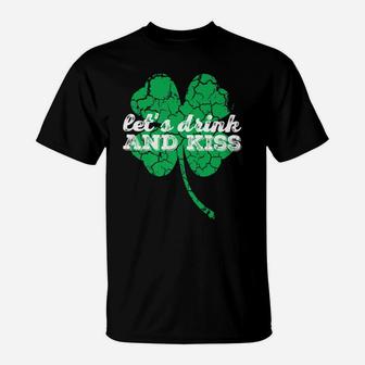 Let's Drink Kiss St Patrick's Day Premium Tshirt For Women T-Shirt | Crazezy