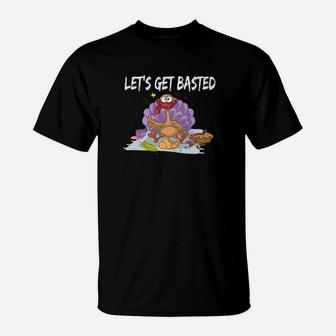 Lets Get Basted Funny Turkey Eating Thanksgiving T-Shirt - Thegiftio UK
