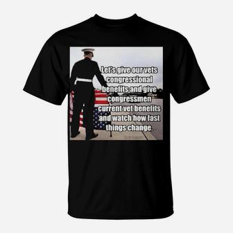 Let's Give Our Vets Print T-Shirt - Monsterry