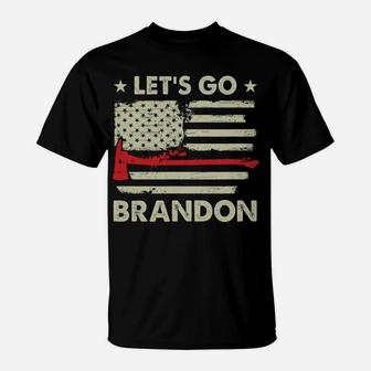 Let's Go Brandon Firefighter Thin Red Line Us Flag T-Shirt | Crazezy