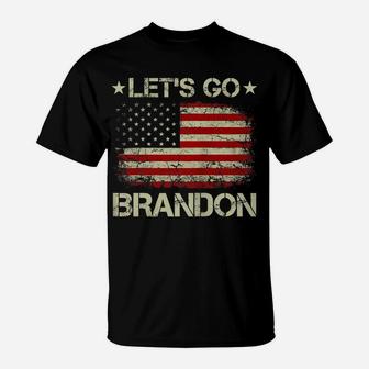 Let's Go Brandon Vintage American Flag Patriotic On Back T-Shirt | Crazezy