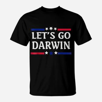 Lets Go Darwin Funny Science Darwin Messy Bun America Flag T-Shirt | Crazezy UK