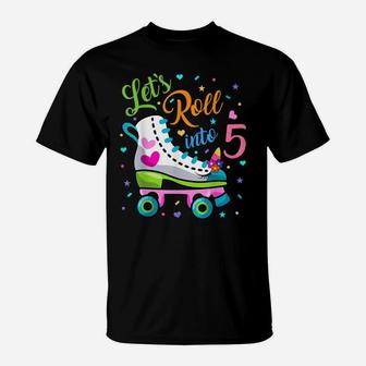Let's Rolling Into 5 Years Old 5Th Birthday Skating Unicorn T-Shirt | Crazezy AU