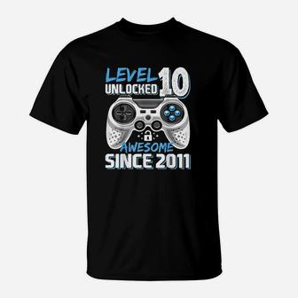 Level 10 Unlocked Awesome 2011 Video Game 10Th Birthday T-Shirt | Crazezy DE