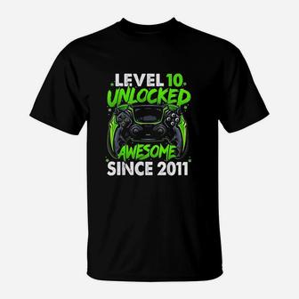 Level 10 Unlocked Awesome Since 2011 T-Shirt | Crazezy CA