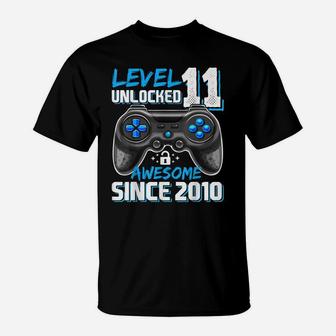 Level 11 Unlocked Awesome 2010 Video Game 11Th Birthday Gift T-Shirt | Crazezy DE