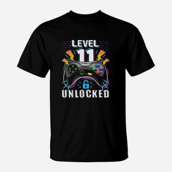 Level 11 Unlocked Video Game 11Th Birthday Gamer Gift Boys T-Shirt | Crazezy DE