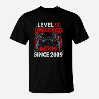 Level 12 Unlocked Awesome Since 2009 T-Shirt | Crazezy