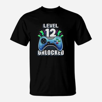 Level 12 Unlocked Video Game 12Th Birthday Gamer Gift Boys T-Shirt | Crazezy UK