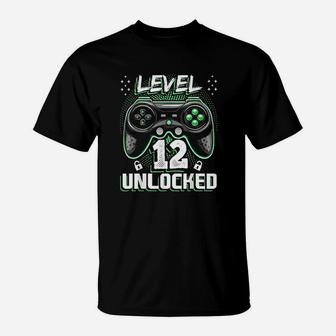 Level 12 Unlocked Video Game Birthday Gamer Gift Boy T-Shirt | Crazezy UK
