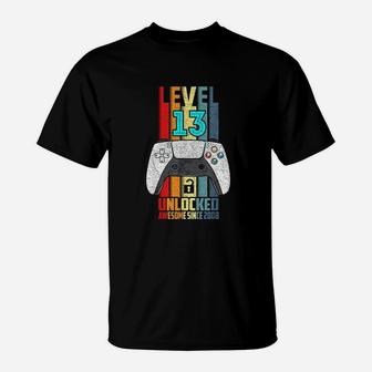 Level 13 Unlocked 13Th Birthday Awesome 2008 13 Years Old T-Shirt | Crazezy