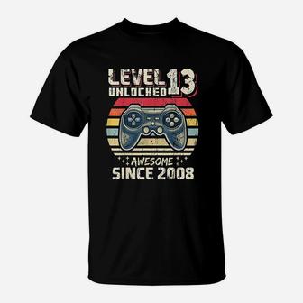 Level 13 Unlocked Awesome 2008 Video Game 13Th Birthday T-Shirt | Crazezy AU