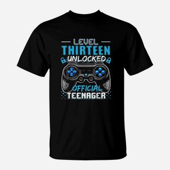 Level 13 Unlocked Official Teenager Video Game 13Th Birthday T-Shirt | Crazezy DE