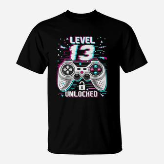 Level 13 Unlocked Retro Video Game 13Th Birthday Gamer T-Shirt | Crazezy