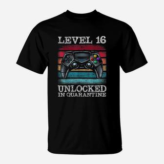Level 16 Unlocked Gamer 16Th Birthday Teenager T-Shirt | Crazezy