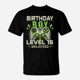 Level 16 Unlocked Video Game 16Th Birthday Gamer Boys Kids T-Shirt | Crazezy UK