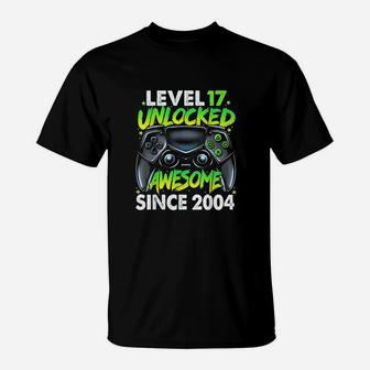 Level 17 Unlocked Awesome Since 2004 17Th Birthday Gaming T-Shirt | Crazezy DE