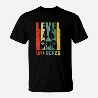Level 46 Unlocked 46Th Birthday Gift Funny Video Gamer T-Shirt | Crazezy CA
