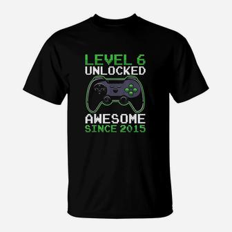 Level 6 Unlocked 6 Years Old Video Gamer Birthday Boy T-Shirt | Crazezy CA